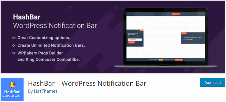 ハッシュバー-IsItWP-無料のWordPressテーマ検出器 hashbar-banner-plugin