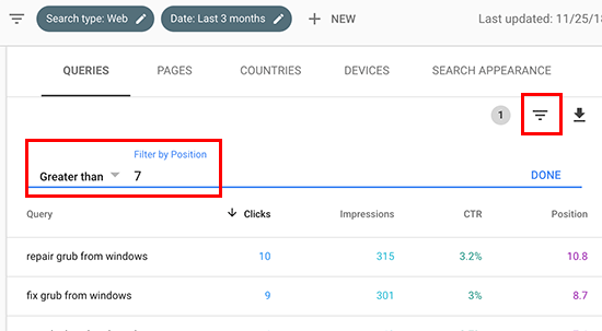 Filtrer par poste Filter by position