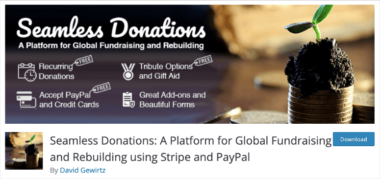 シームレスな寄付-IsItWP-無料のWordPressテーマ検出器 seamless donations