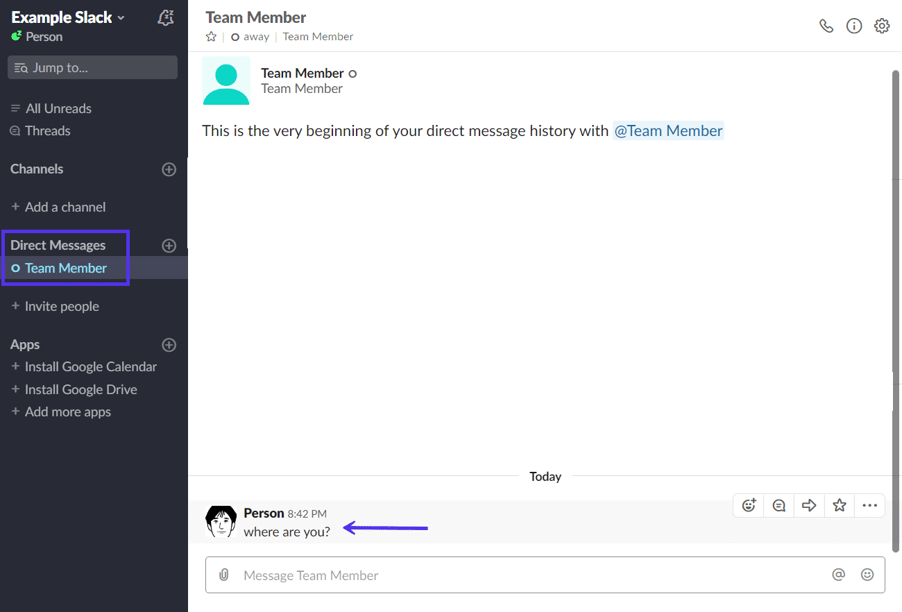 Slack 直接消息视图