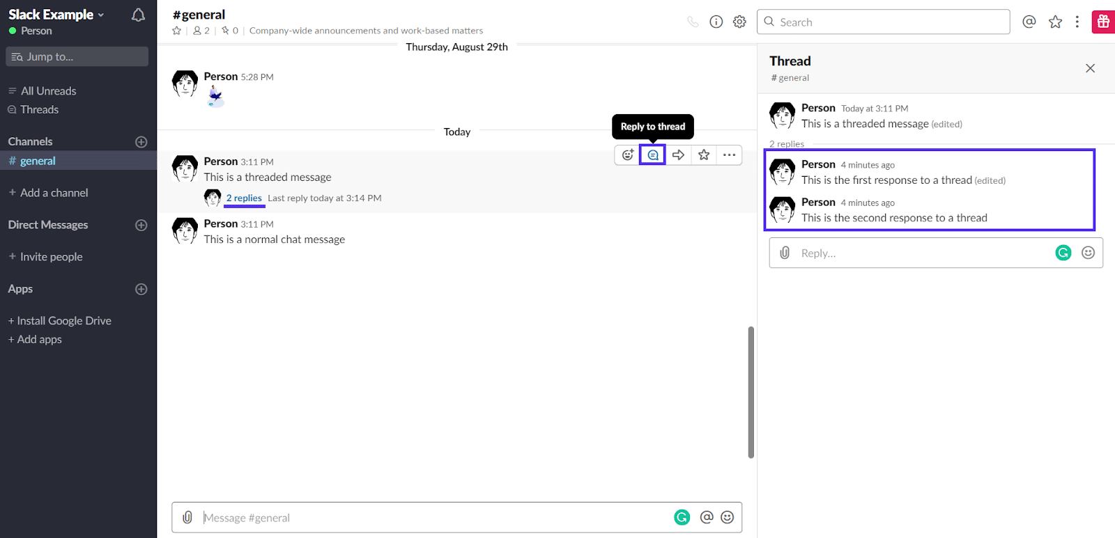 Slack 中的线程化消息