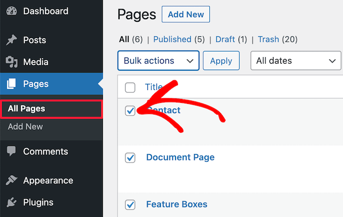 Sélectionnez plusieurs pages Select multiple pages