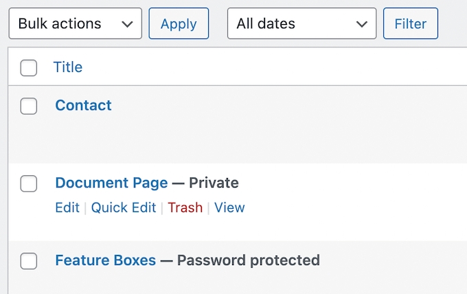 Afficher le mot de passe et les pages privées View password and private pages