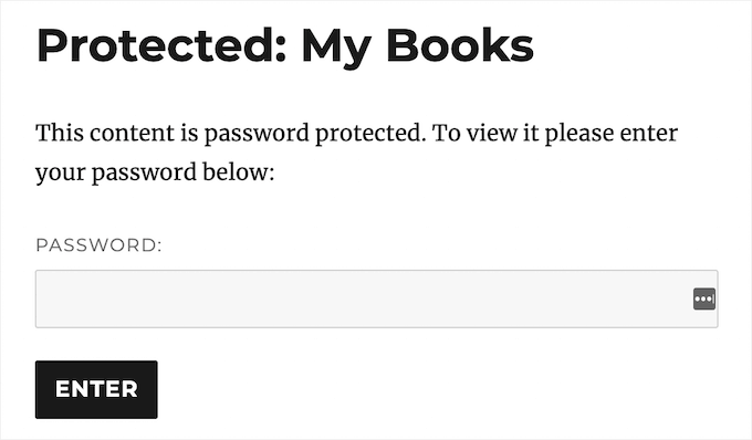 Exemple de page de protection par mot de passe Password protect page example