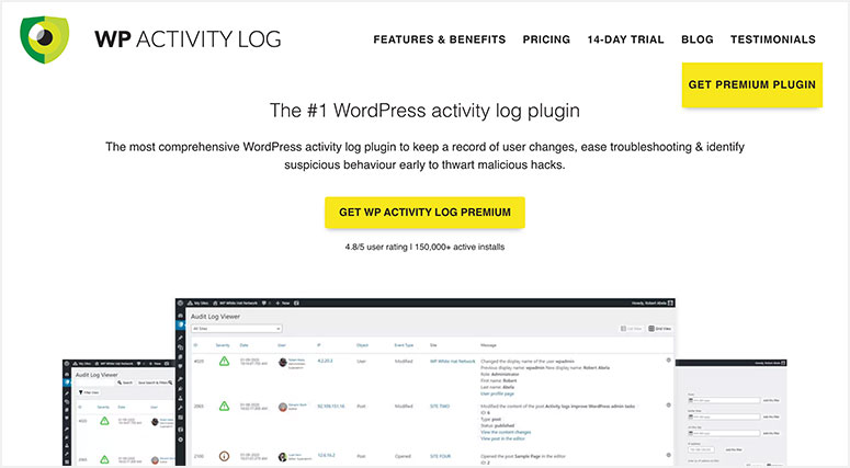 WP-Aktivitätsprotokoll - IsItWP - Kostenloser WordPress-Theme-Detektor WP Activity Log