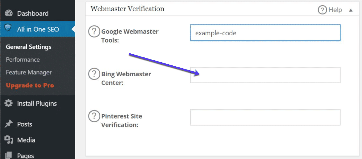 Configurare All-in-One SEO Bing Webmaster Tools