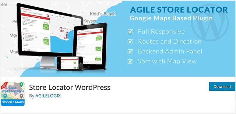 アジャイルストアロケーター-IsItWP-無料のWordPressテーマ検出器 Agile Store Locator