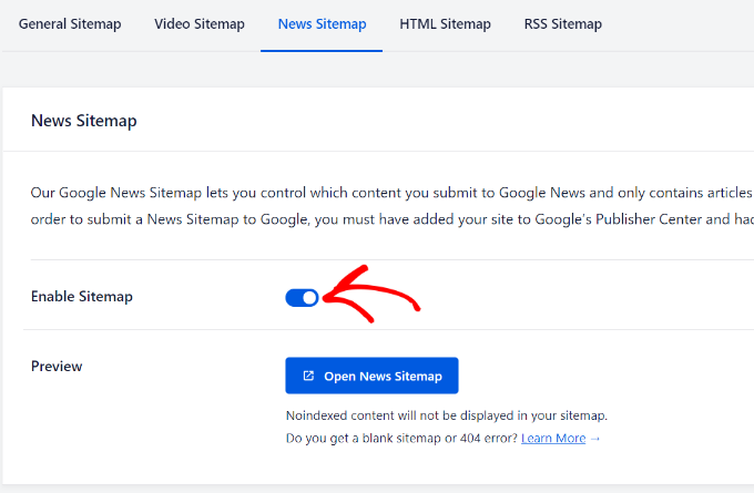 启用新闻站点地图 Enable news sitemap