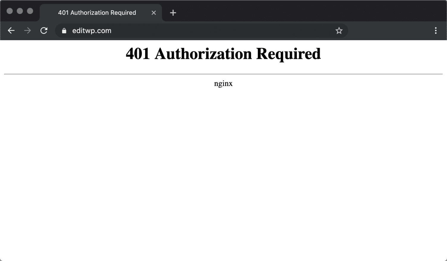 Errore di autorizzazione Nginx 401 richiesta in Chrome