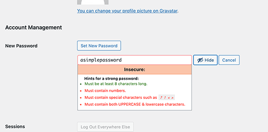 Применяется политика паролей Password policy enforced