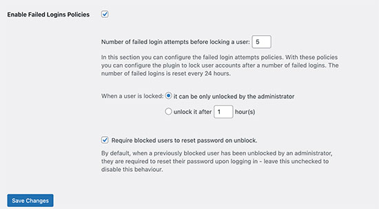 Блокировать попытки входа Block login attempts