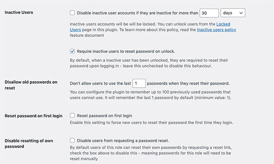 Расширенные параметры защиты паролей Advanced password security options