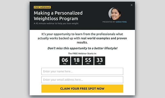 Ejemplo emergente Popup example