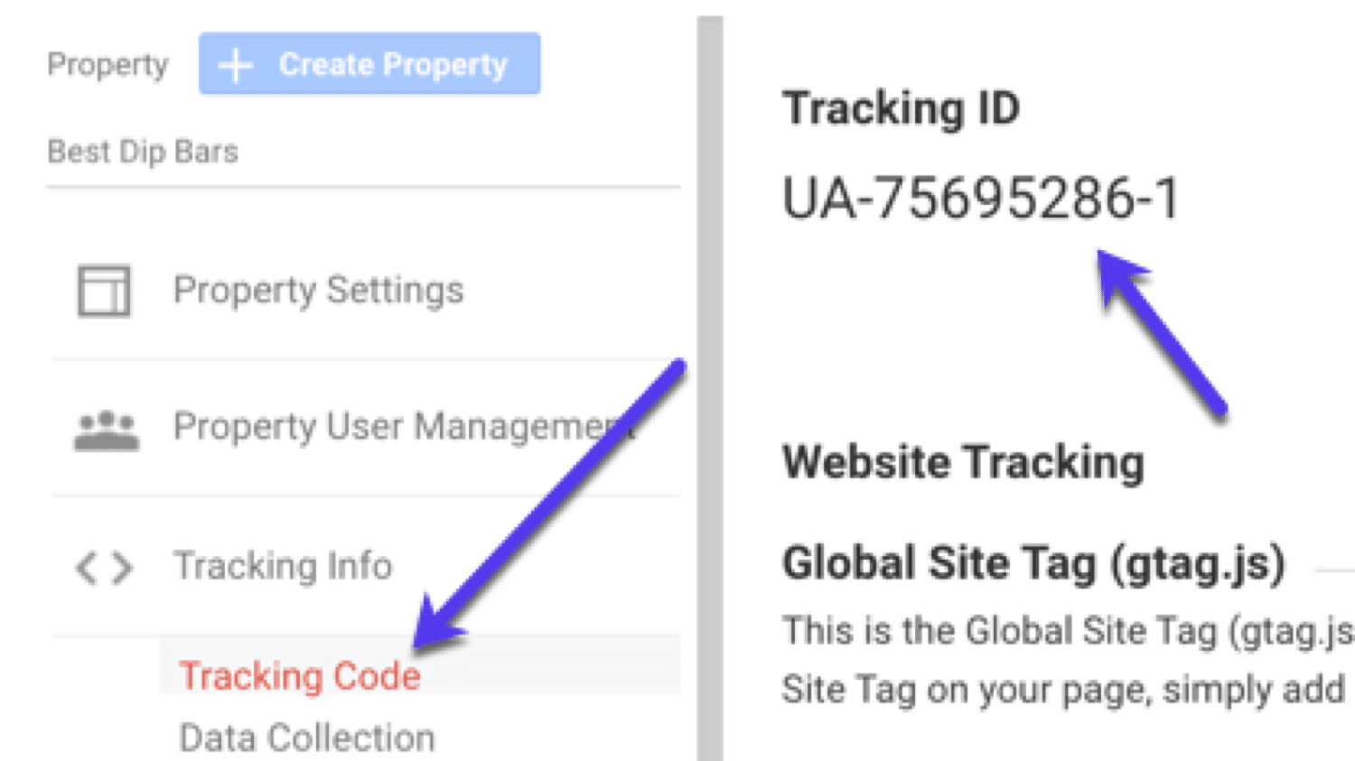 GoogleAnalyticsトラッキングIDの例