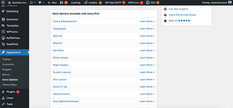 astrafeatures - IsItWP - 免費的 WordPress 主題檢測器