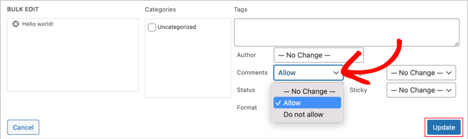 コメントclosedbulkeditpage Allow Comments for Multiple Posts at Once