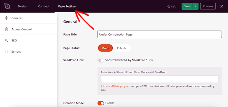 pagesettings - IsItWP - 무료 WordPress 테마 감지기