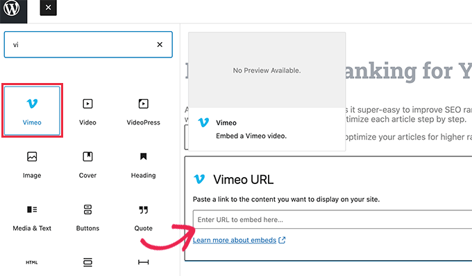 Incrustar video de Vimeo en WordPress Embedding Vimeo video in WordPress