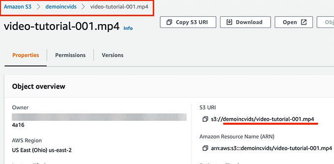 Ubicación del archivo en su almacenamiento S3 File location in your S3 storage