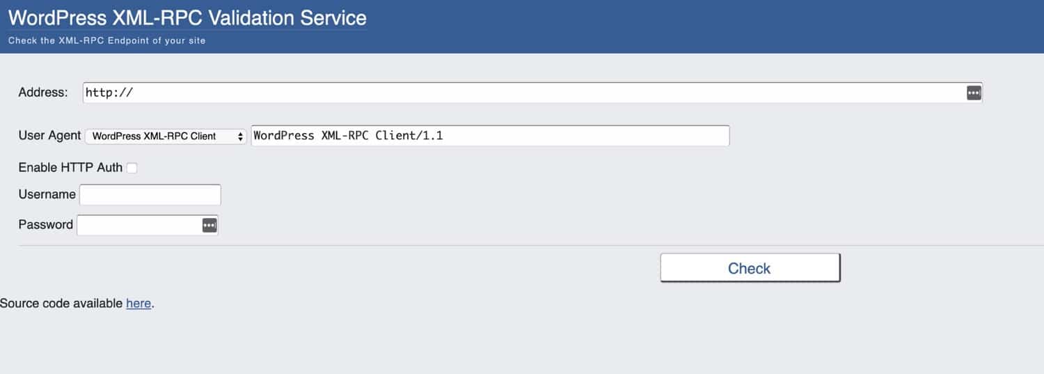 Служба проверки WordPress XML-RPC