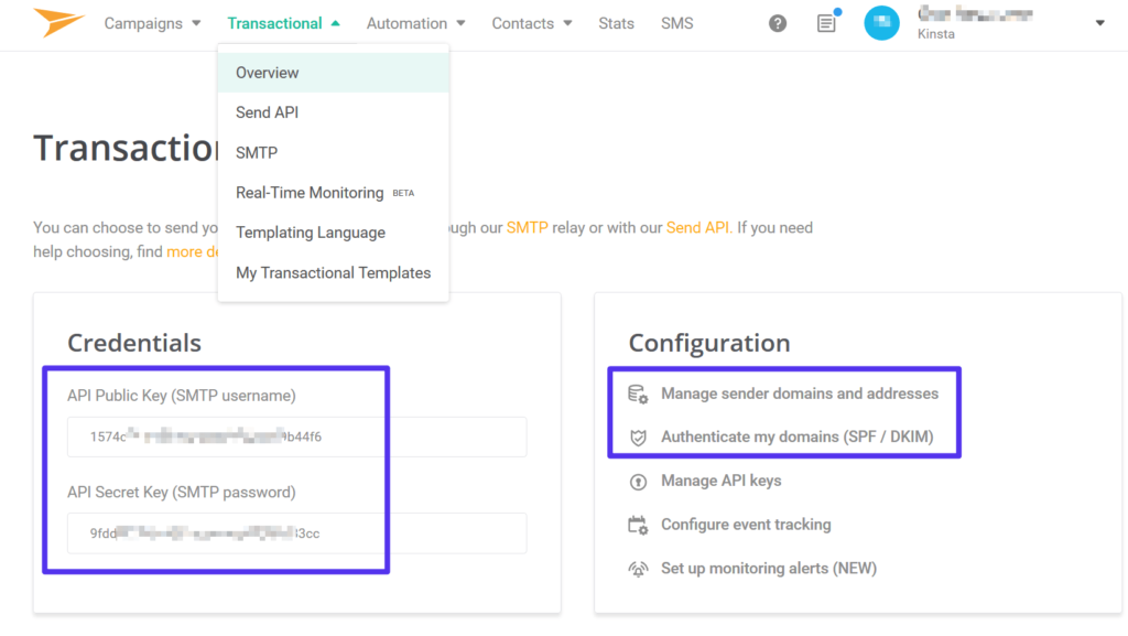 الوصول إلى مفتاح Mailjet API