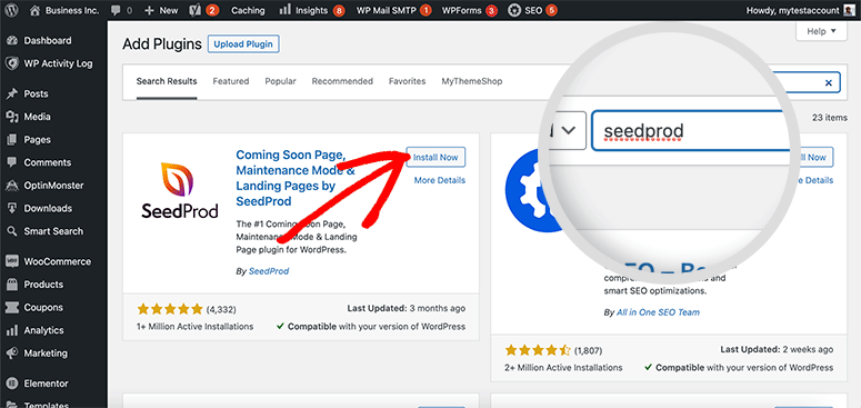 Установите бесплатный плагин SeedProd — IsItWP — бесплатный детектор тем WordPress Install SeedProd Free Plugin