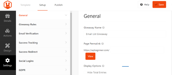 경품 설정 Giveaway settings