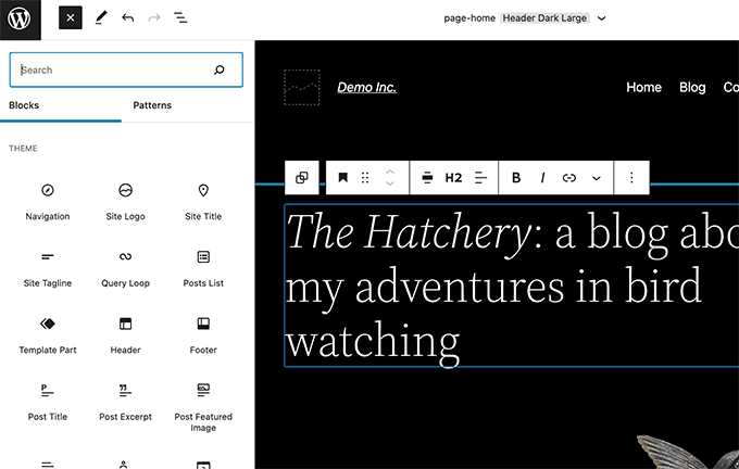 WordPress 5.9의 사이트 편집 블록 Site editing blocks in WordPress 5.9