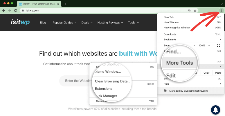 明確なブラウジングデータ-IsItWP-無料のWordPressテーマ検出器 clear browsing data