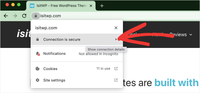 接続は安全です-IsItWP-無料のWordPressテーマ検出器 connection is secure