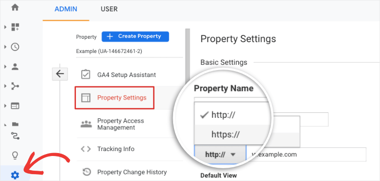 プロパティ設定https-IsItWP-無料のWordPressテーマ検出器 property settings https