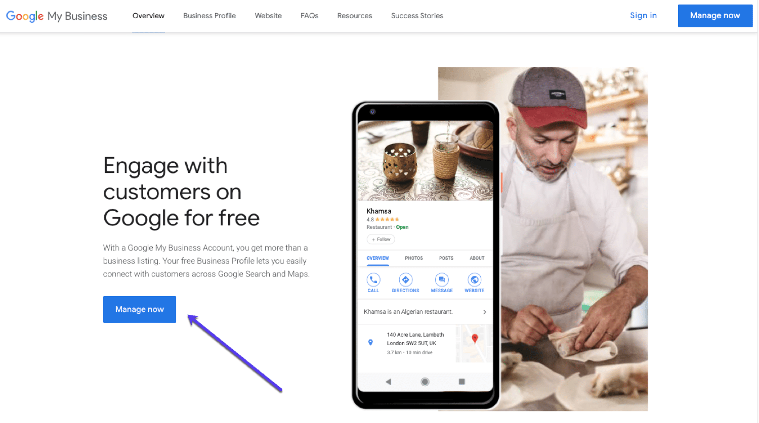 Главная страница Google Мой бизнес
