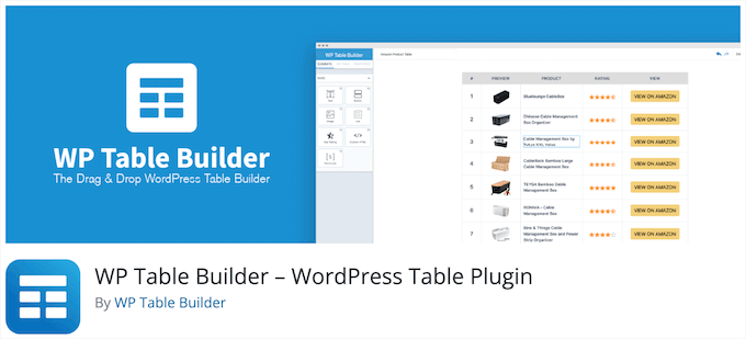 Generador de tablas de WP WP Table Builder