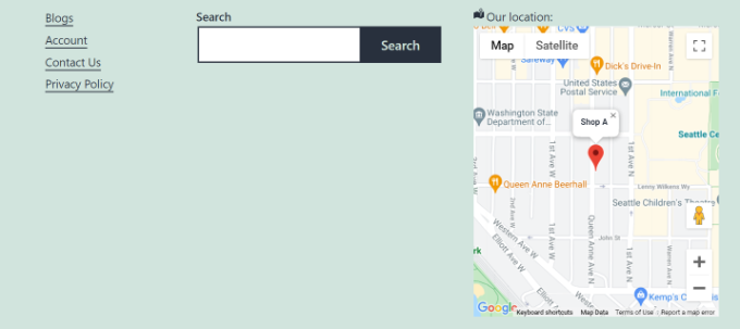 Pratinjau peta di area widget Maps preview in widget area
