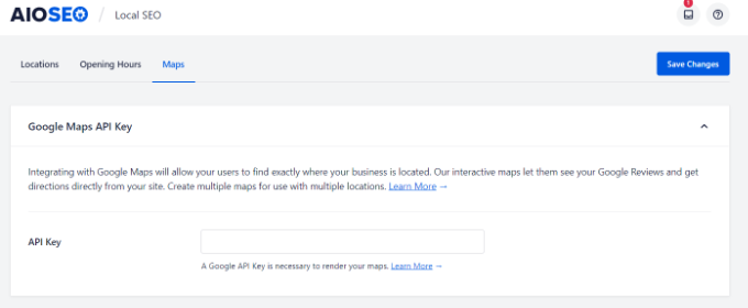 Masukkan kunci API peta Google Enter Google maps API key