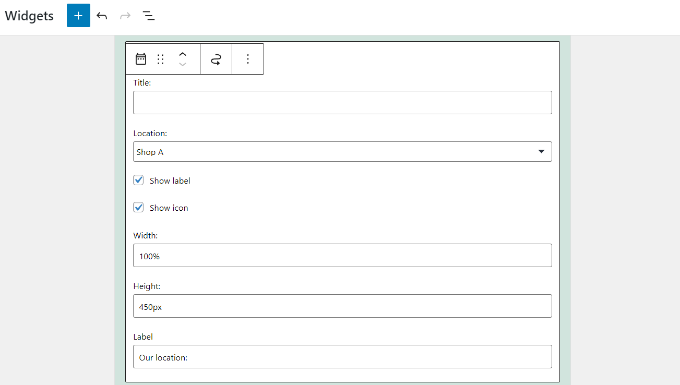 Edit pengaturan widget peta Edit map widget settings