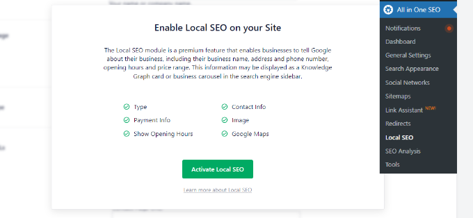 Aktifkan SEO lokal Activate local SEO