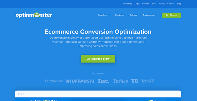 Пример целевой страницы OptinMonster OptinMonster landing page example
