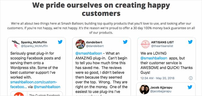 Отзывы в социальных сетях Social media testimonials