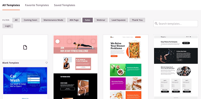 Выберите шаблон для вашей целевой страницы Choose template for your landing page
