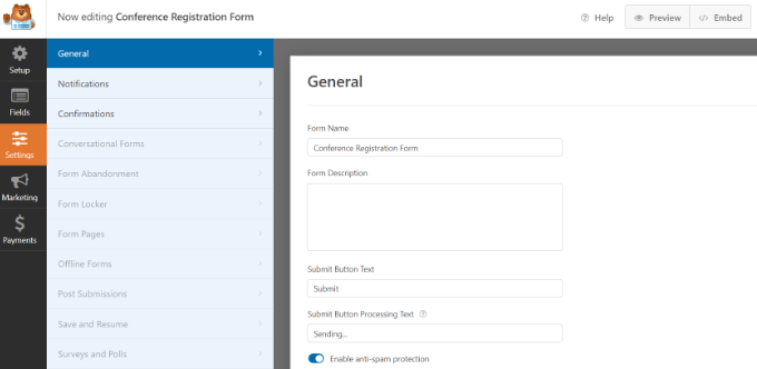Modifica le impostazioni generali Change general settings