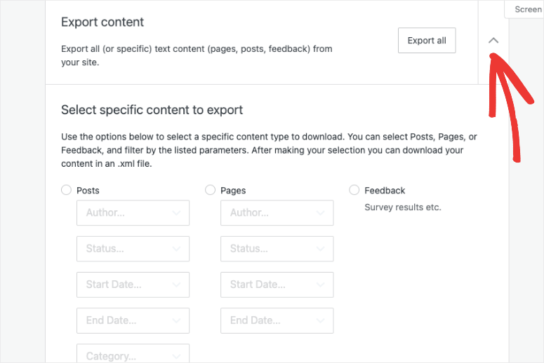 wordpress com 中的導出選項 - IsItWP - 免費的 WordPress 主題檢測器 export options in wordpress com