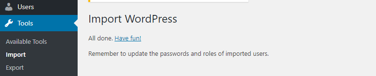 import-wordpress-success-message - IsItWP - 免費的 WordPress 主題檢測器 import wordpress success message