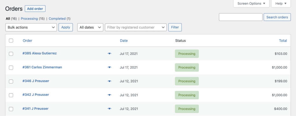 ดูคำสั่งซื้อ WooCommerce