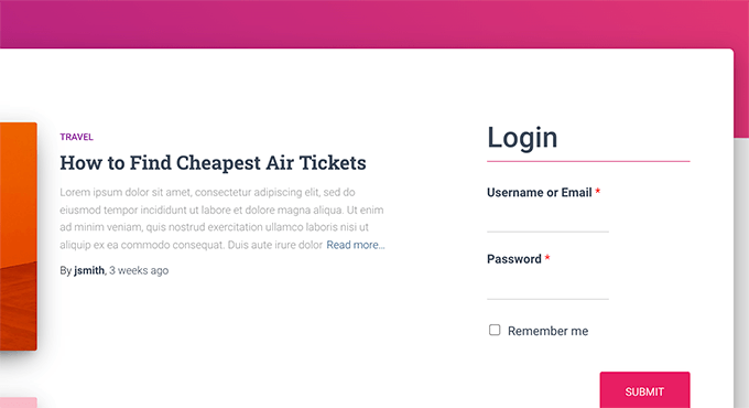 أداة تسجيل الدخول Login form preview