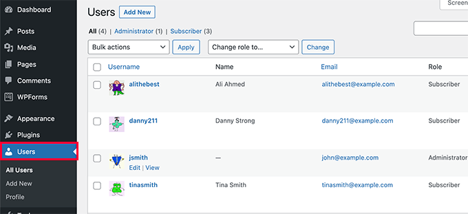 إدارة المستخدم في WordPress Managing users in WordPress