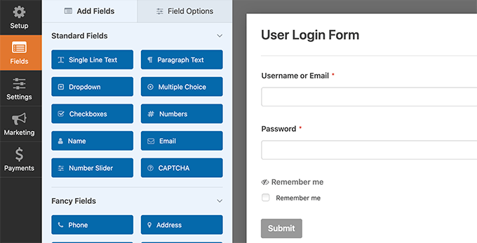 تحرير استمارة تسجيل دخول المستخدم Edit login form