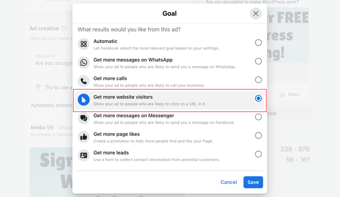 facebookadsgetmorepengunjung situs web Select the Goal Get More Website Visitors