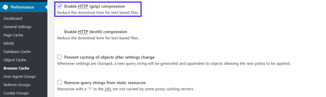 Mengaktifkan kompresi GZIP di W3 Total Cache