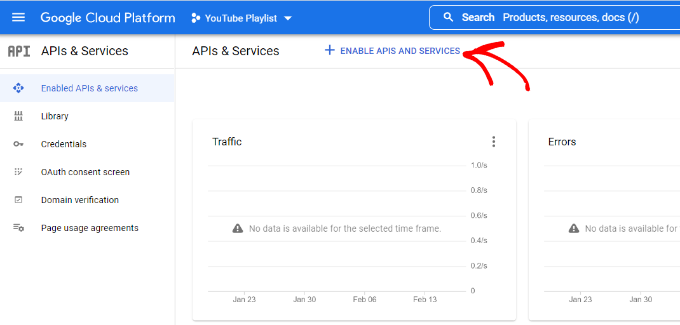 Activați API-urile și serviciile Enable APIs and services